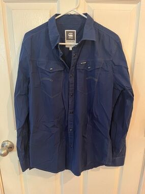 G-Star Slim Fit Dark Blue Button-Down Shirt Jacket